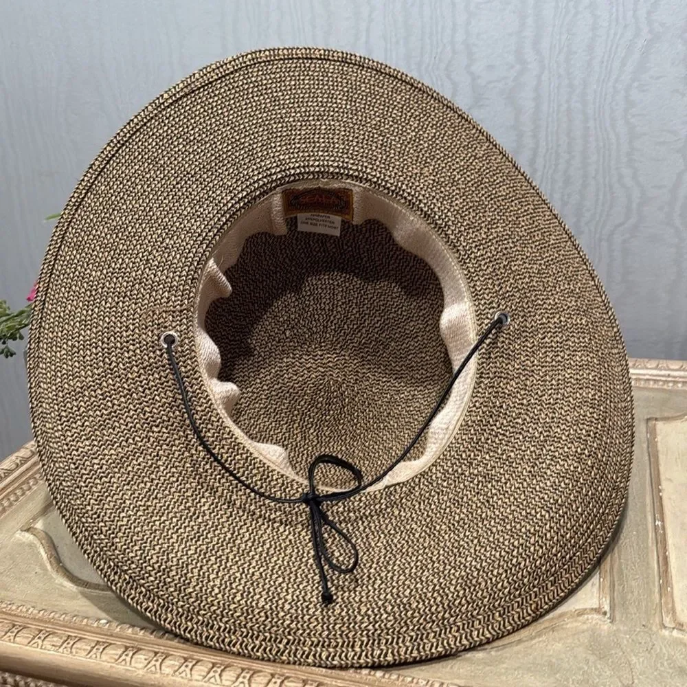 Scala Handcrafted Woven Paper Polyester Sun Hat Neutral Tan